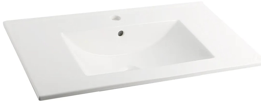 Muebles Raya badmeubel ribbelfront 80cm walnoot met witte wastafel met kraangat