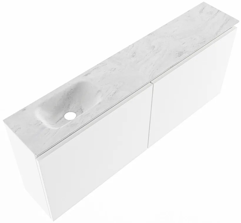 Mondiaz Ture DLux toiletmeubel 120cm talc met wastafel opalo links met kraangat