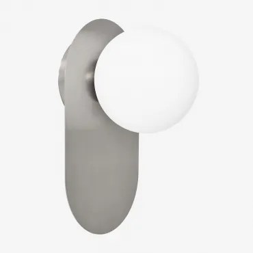 Badkamerwandlamp In Roestvrij Staal En Nacariel-glas Grijs – Chroom & ↑25 Cm - Sklum