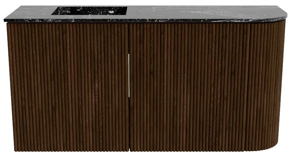 Mondiaz Joya DLux 80cm toiletmeubel ronding rechts walnut met wastafel faye links zonder kraangat lava