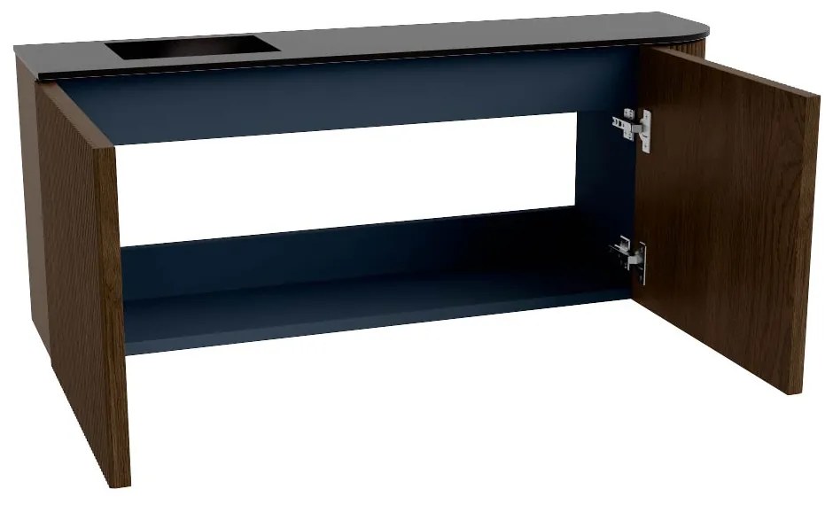 Mondiaz Joya 100cm toiletmeubel ronding rechts walnut met wastafel faye links 1 kraangat urban