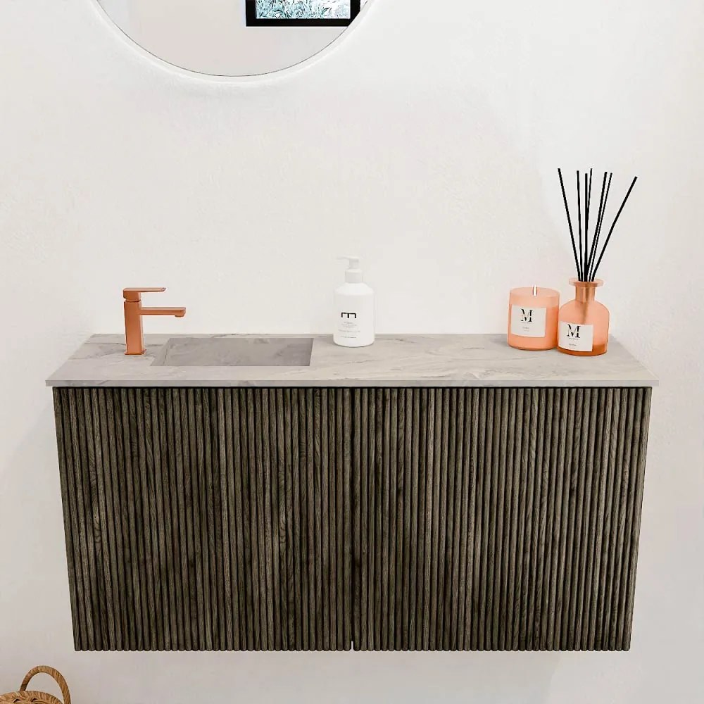 Mondiaz Joya DLux 80cm toiletmeubel shadow met wastafel faye links 1 kraangat glace