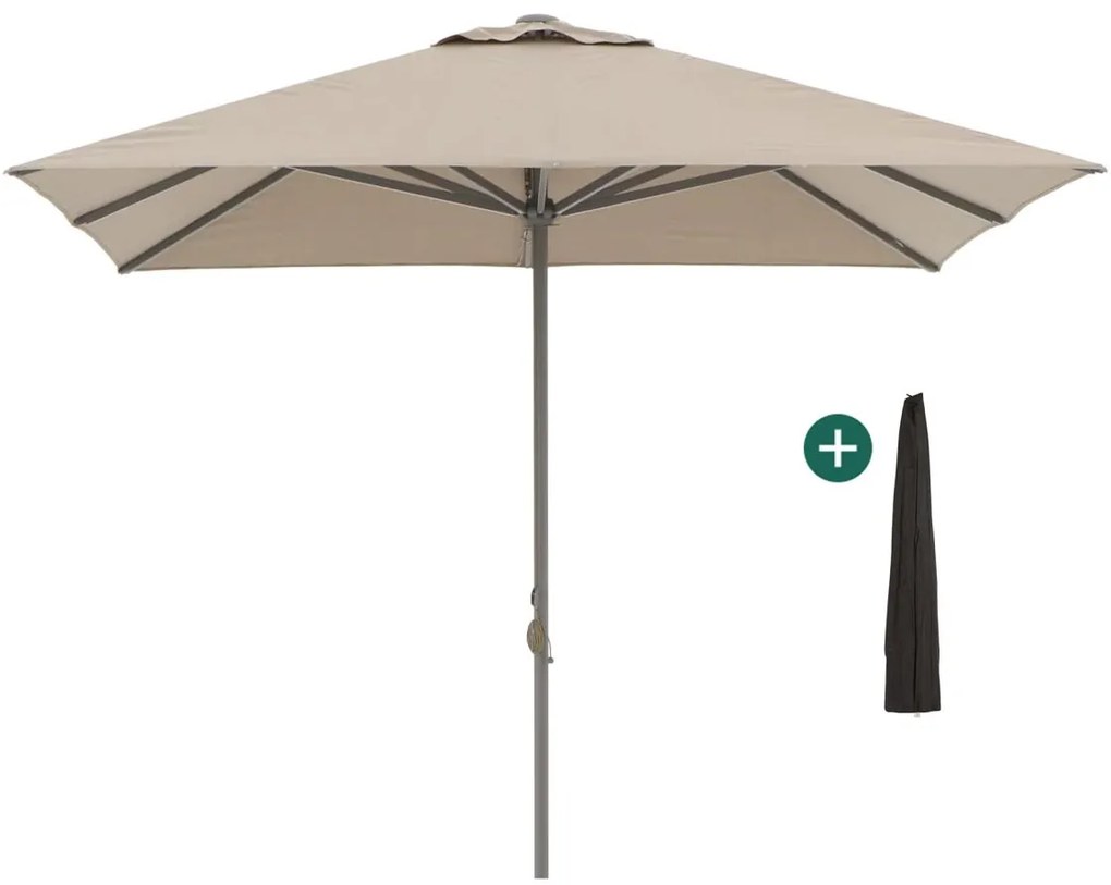 Parasol Shadowline Cuba | Inclusief hoes | Rechthoekig | 400x300cm | Met katrol | Bruin | Kees Smit Tuinmeubelen