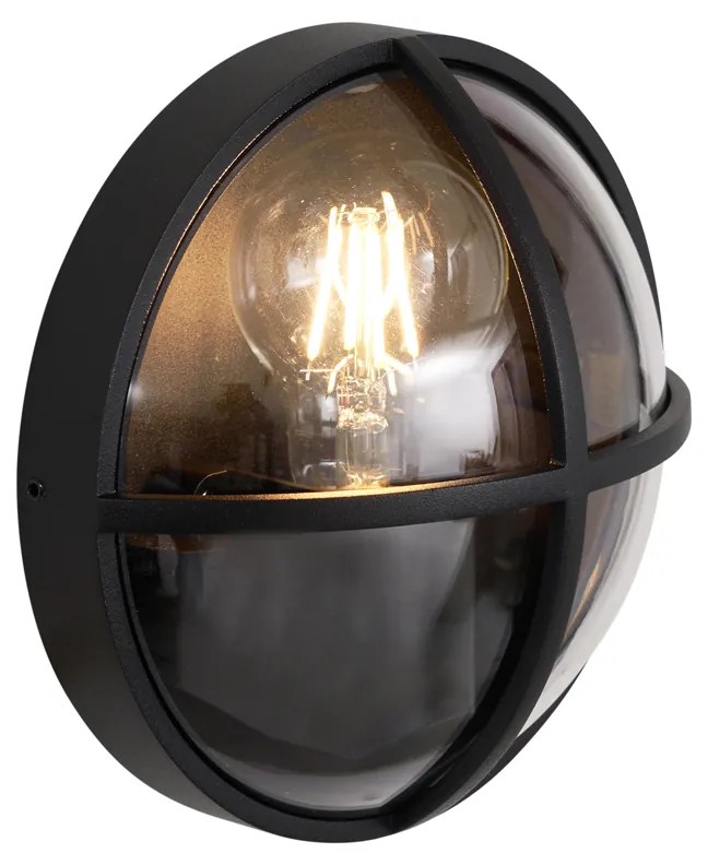 Buiten wandlamp zwart rond IP65 - Target Industriele / Industrie / Industrial E27 IP65 Buitenverlichting