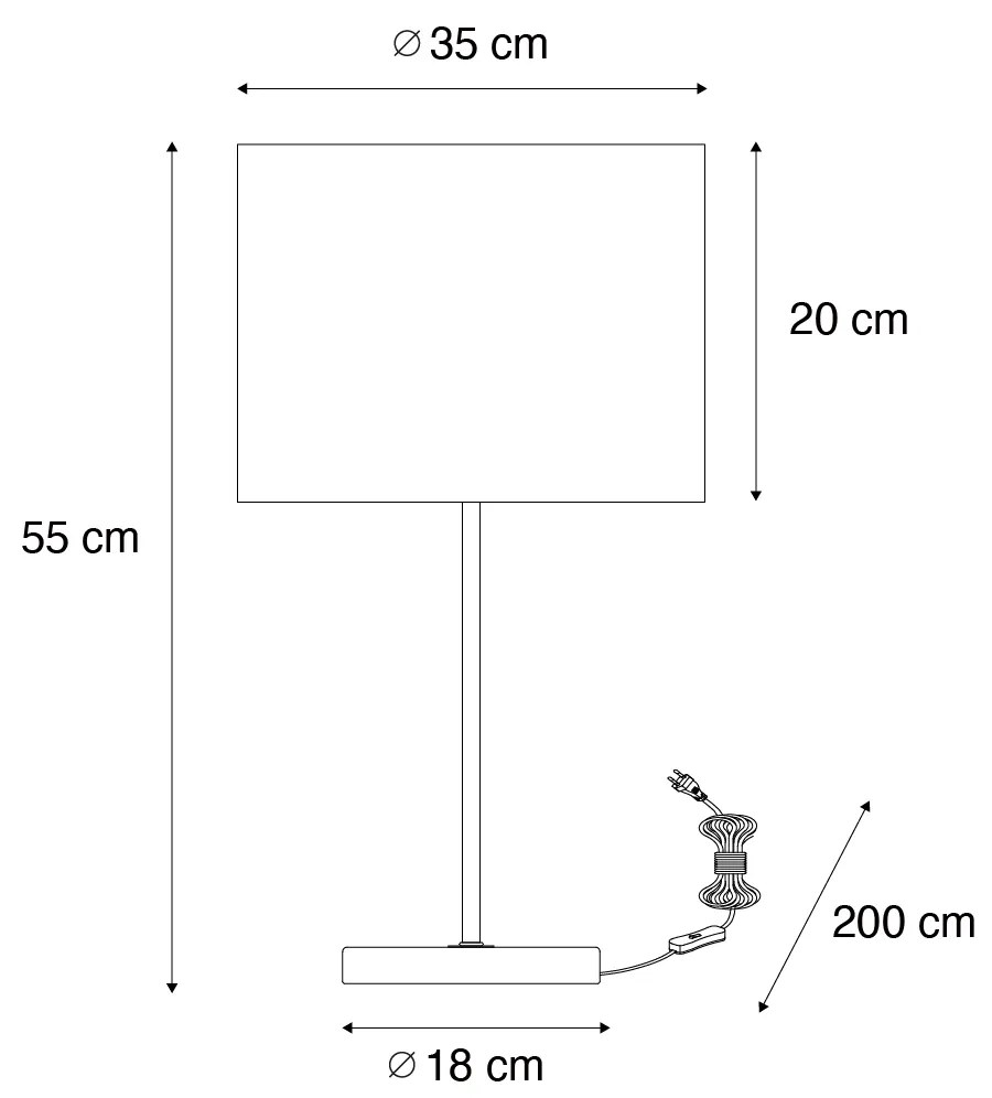 Tafellamp messing met grijze kap 35 cm - Kaso Modern E27 rond Binnenverlichting Lamp