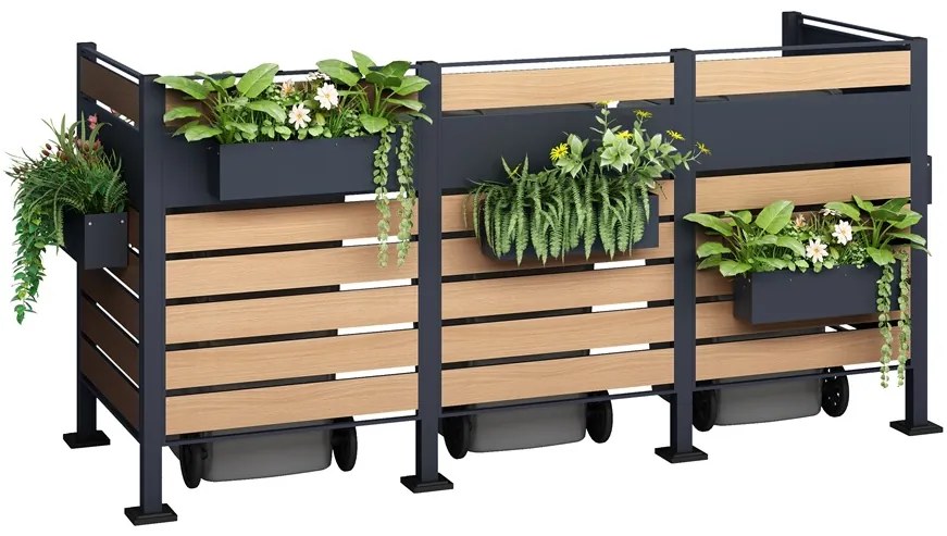 Overdekking voor 3 afvalbakken 120l of 240l Breda CoverTech