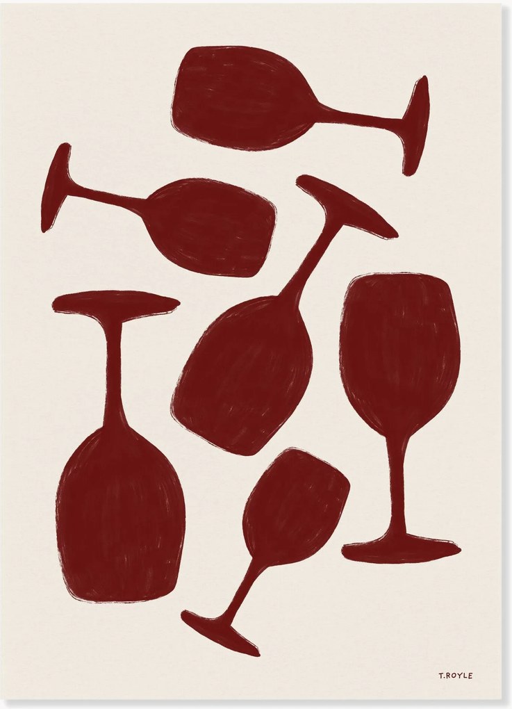 Poster Tara Royle - Abstract Wine Glasses
