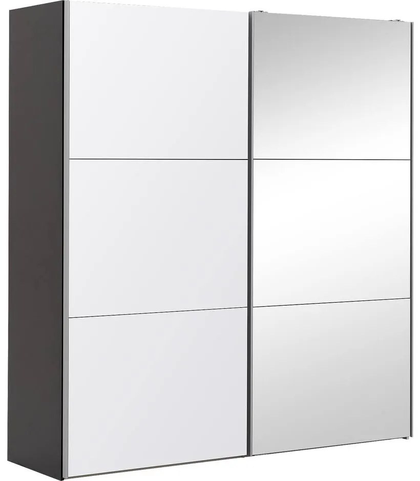 Goossens Kledingkast Easy Storage Sdk, 200 cm breed, 220 cm hoog, 1x 3 paneel glas schuifdeur li en 1x 3 paneel spiegel schuifdeur re