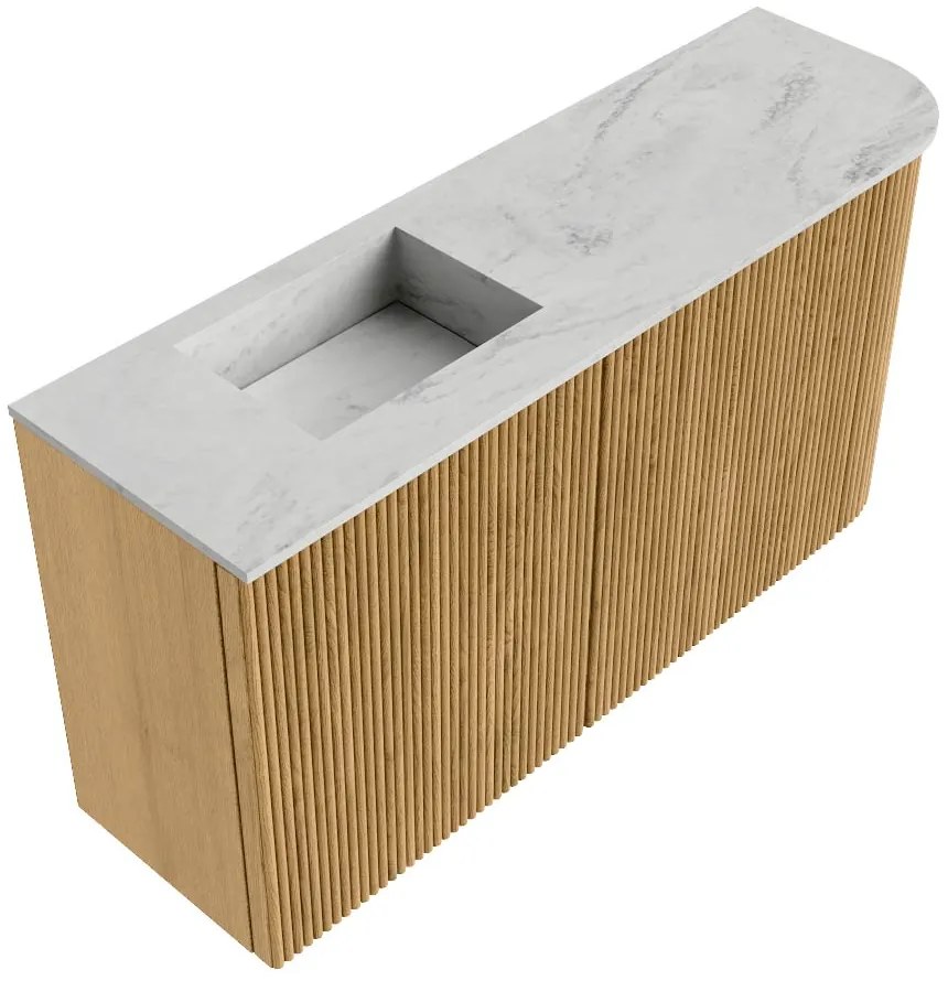 Mondiaz Joya DLux 80cm toiletmeubel ronding rechts oak met wastafel faye links 1 kraangat opalo