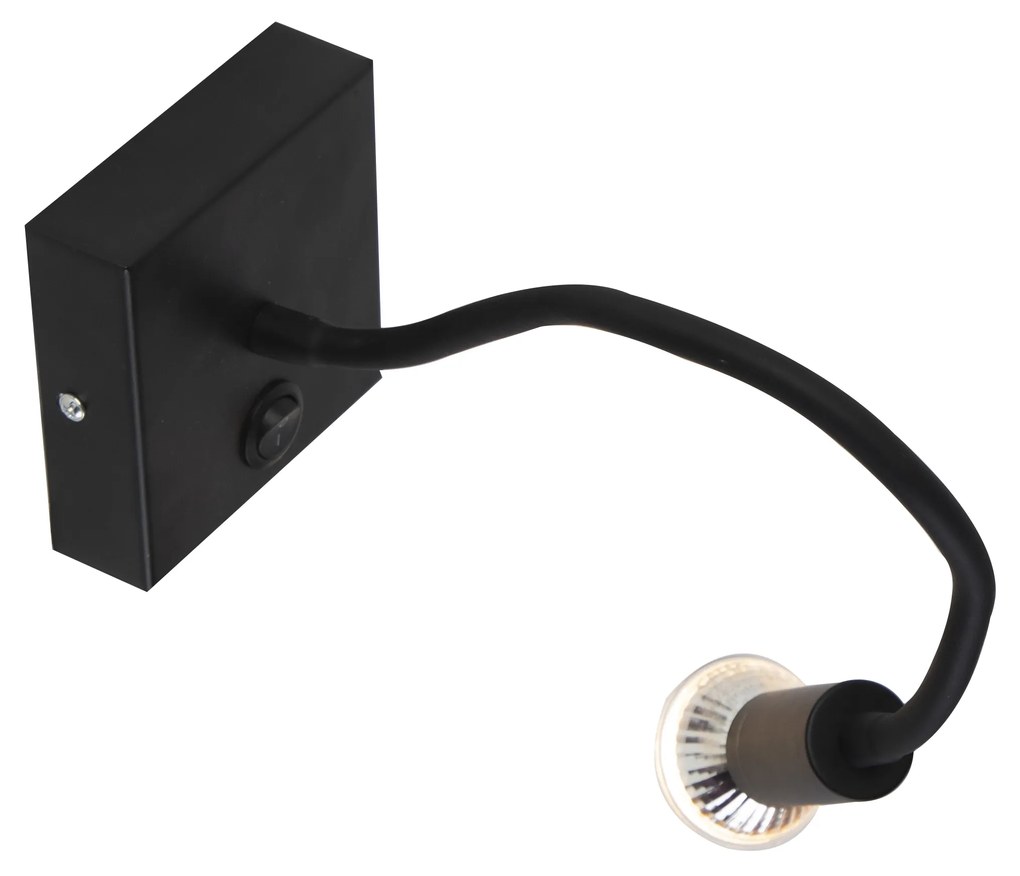 Moderne flexibele wandlamp USB zwart - Zeno Modern GU10 vierkant Binnenverlichting Lamp