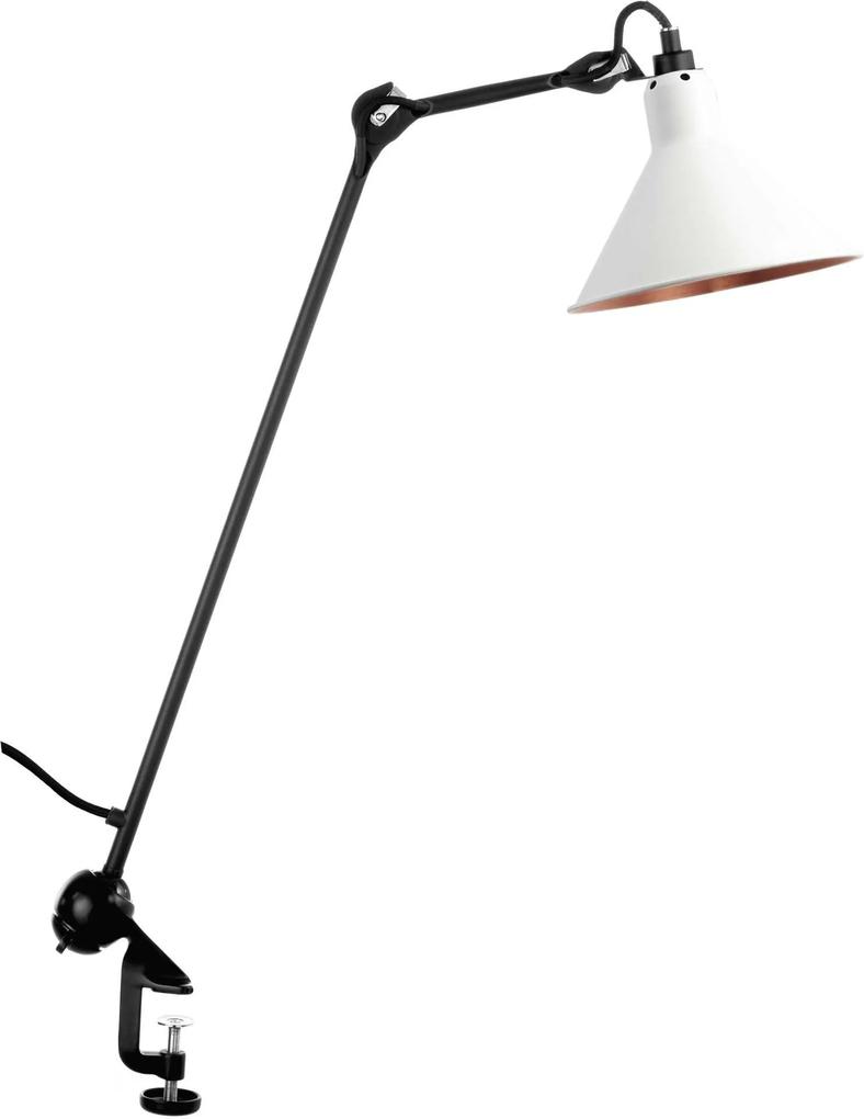 DCW éditions Lampe Gras N201 bureaulamp met tafelklem wit met koper