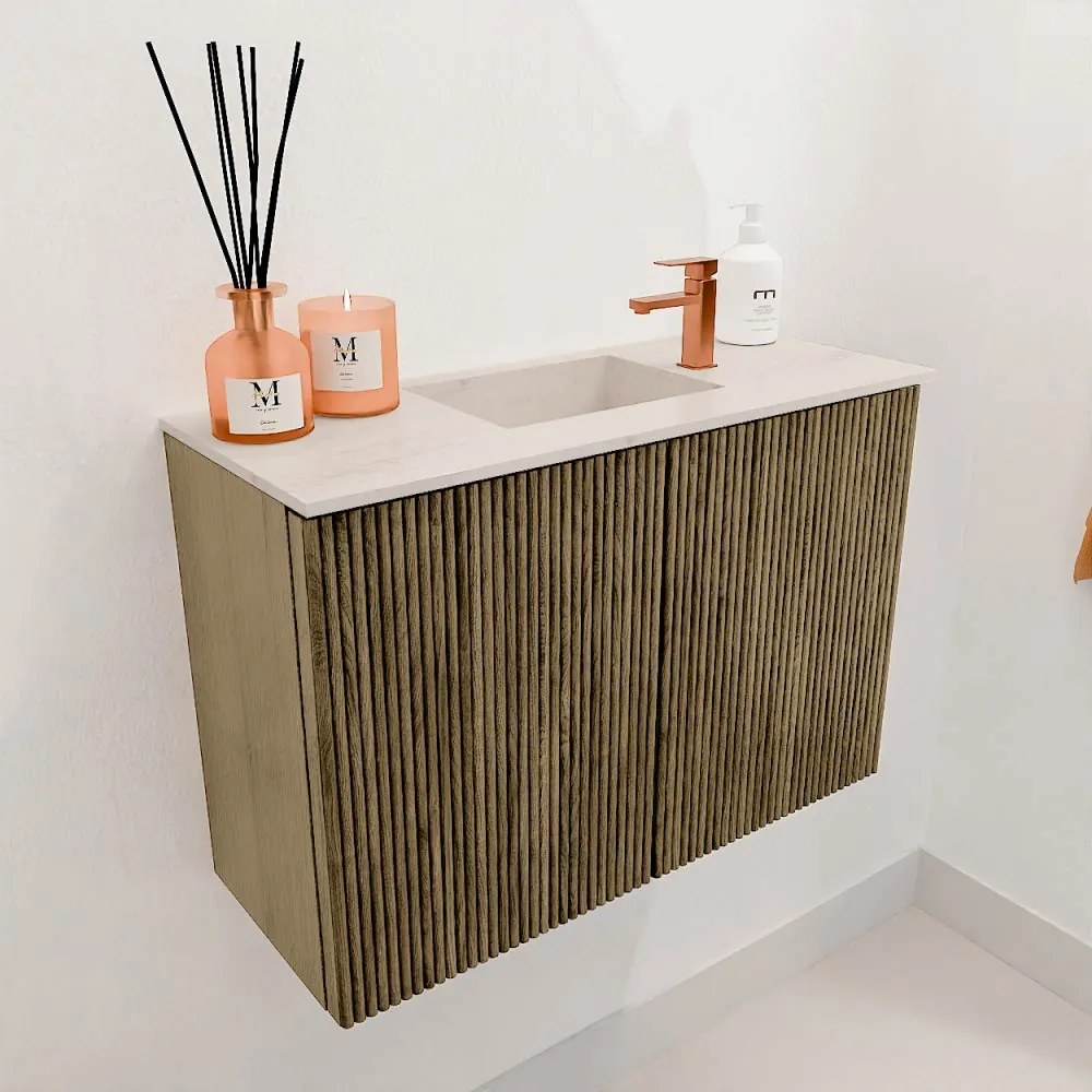 Mondiaz Joya DLux 60cm toiletmeubel dusk met wastafel faye midden 1 kraangat meli