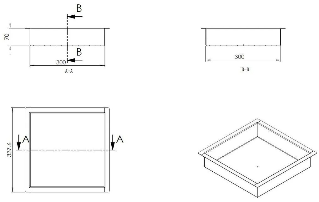 Mueller Round inbouwnis 30x30x7cm RVS