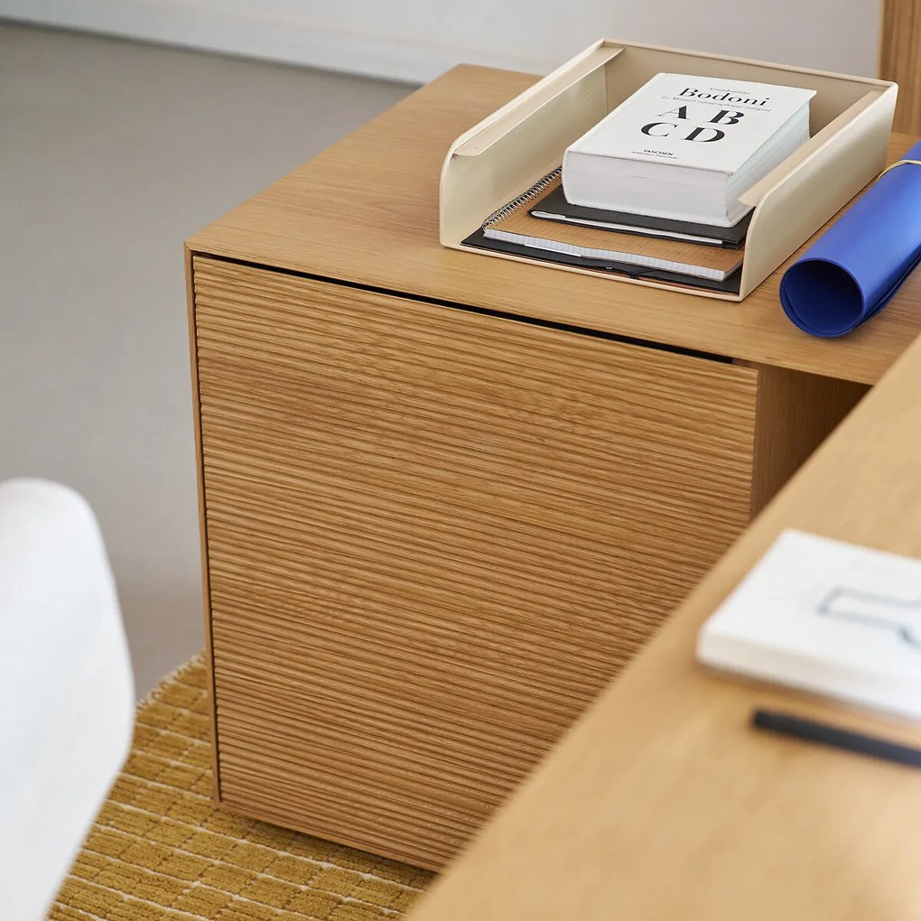 Bureaukast met 2 laden, eikenhout en fineer Mikube