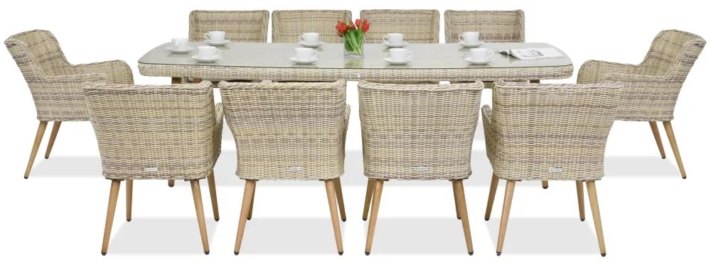 Exclusieve dining tuinset met grote tafel Córdoba voor 10 personen Garden Point zandkleur