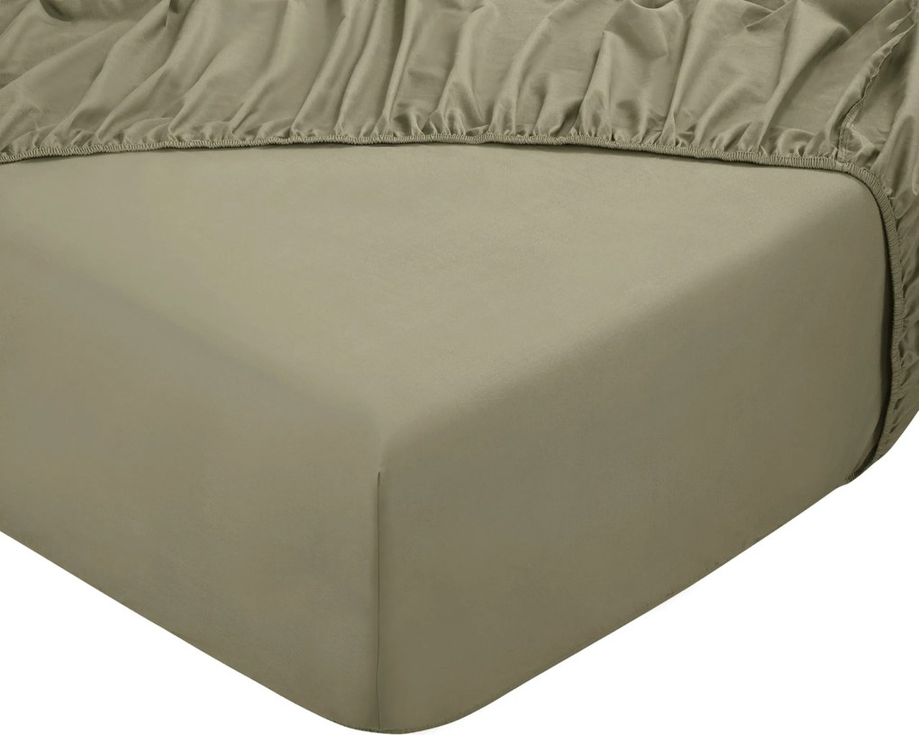 Hoeslaken Home - 100% natuurlijk katoen - 180x200 - groenbeige