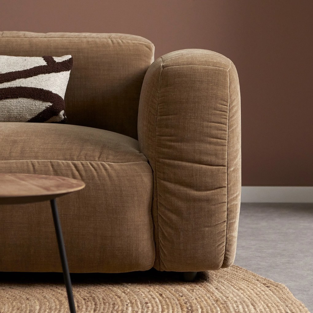 Beige Hoekbank Met Chaise Longue Links