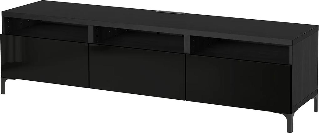 BESTÅ Tv-meubel met lades zwartbruin/ hoogglans/zwart