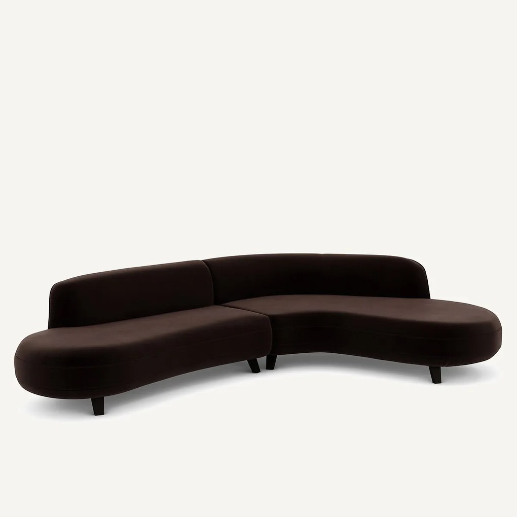 Fluwelen hoekbank, Rosebury, ontwerp Emmanuel Gallina