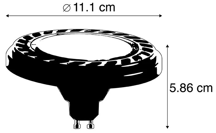 Set van 5 GU10 3-staps dimbare LED lamp AR111 8W 700 lm 2700K