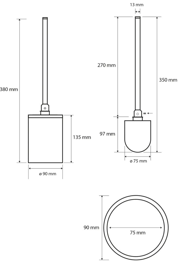 Sapho X-Round toiletborstel zwart