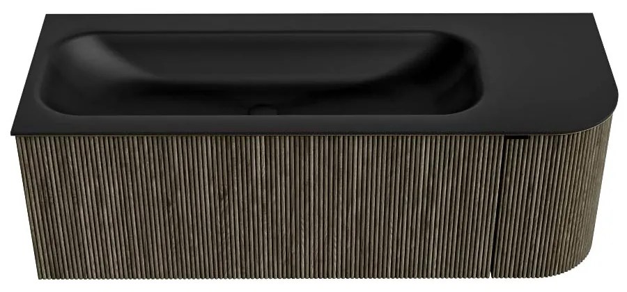 Mondiaz Kurve 125cm badmeubel ronding rechts shadow met 1 lade en deur en wastafel big medium kraangat links urban