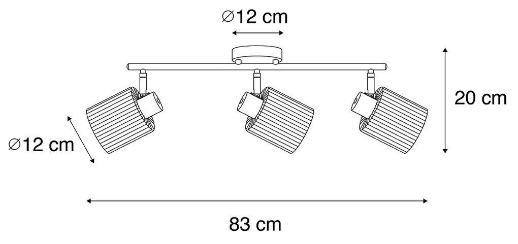 Plafondspot goud met glas 3-lichts verstelbaar - Laura