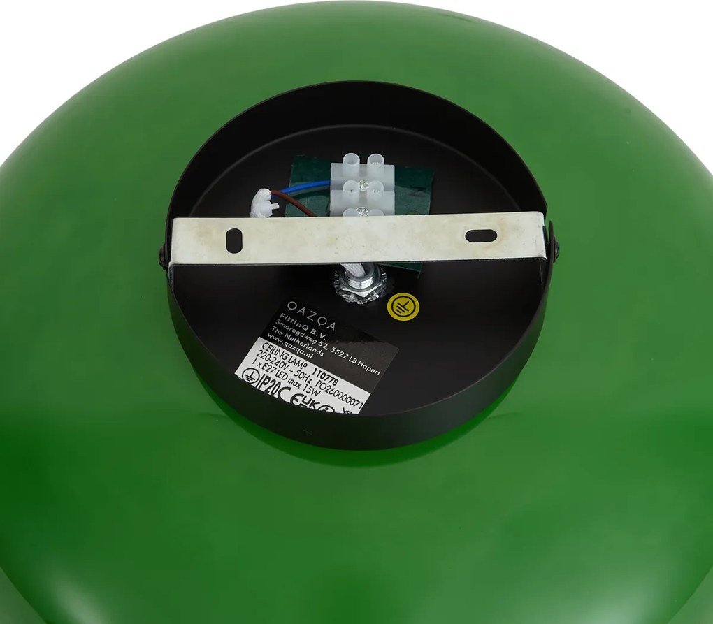 Retro plafondlamp zwart met groen glas 30cm - Glaze
