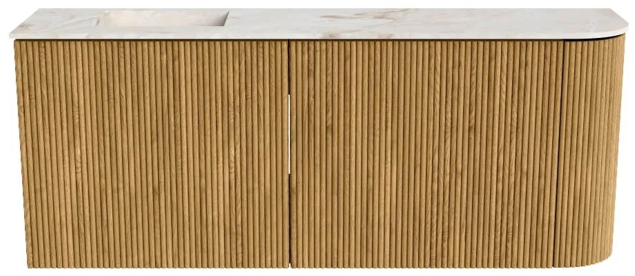 Mondiaz Joya DLux 100cm toiletmeubel ronding rechts oak met wastafel faye links 1 kraangat frappe