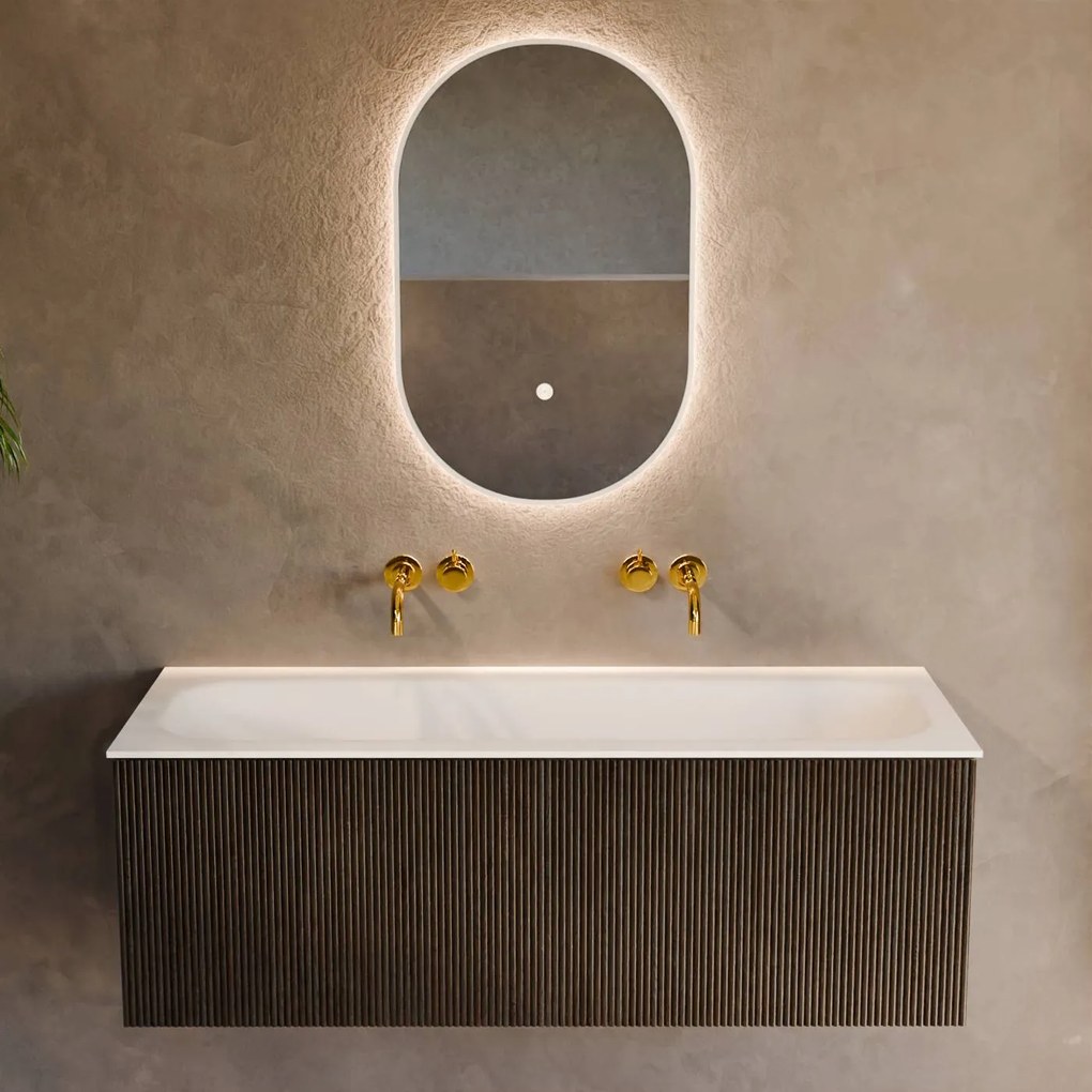 Mondiaz Kurve 120cm badmeubel shadow met 1 lade en wastafel big large midden zonder kraangat