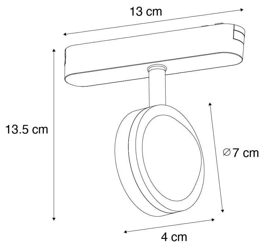 Moderne spot zwart voor railsysteem 1-fase incl. LED draai- en kantelbaar - Magnetic Lance