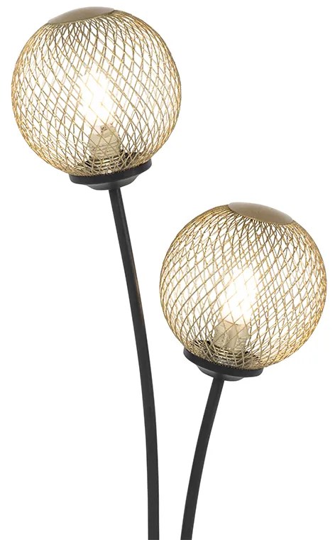 Moderne tafellamp zwart met goud 2-lichts - Athens Wire Landelijk G9 Binnenverlichting Lamp