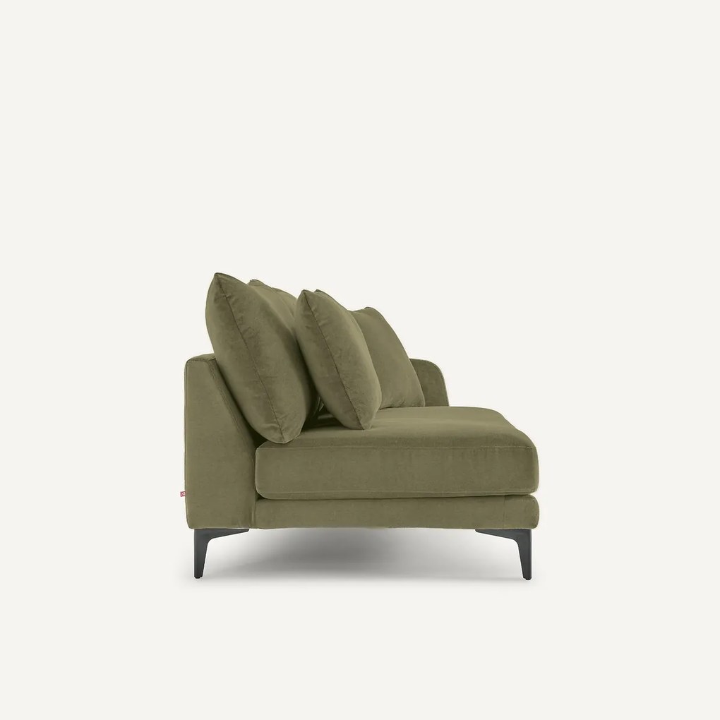 Halve bank in stone-kleurig fluweel, 2-zit, MODERNISTE