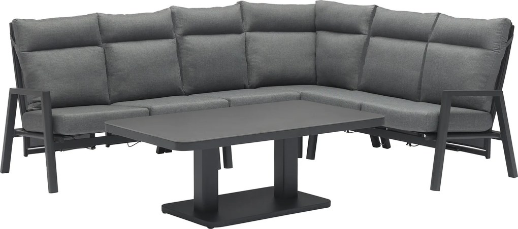 Caribbean verstelbare hoek loungeset 5 delig aluminium antraciet