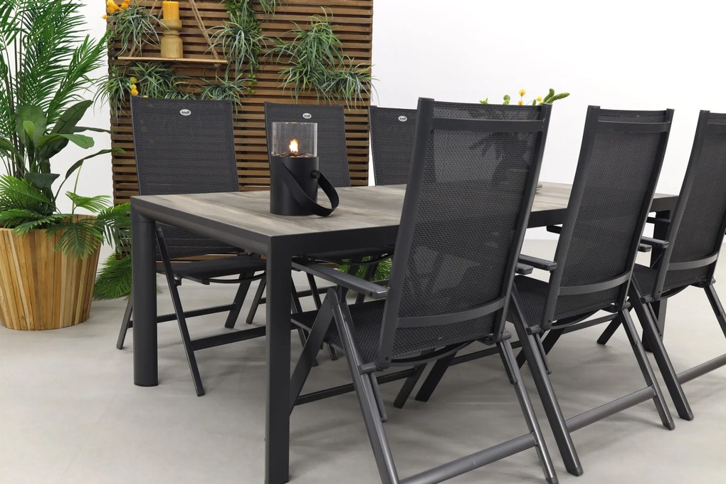 Hartman Napoli/Kings verstelbare tuinset antraciet - 220x100 cm. - Keramiek tafelblad
