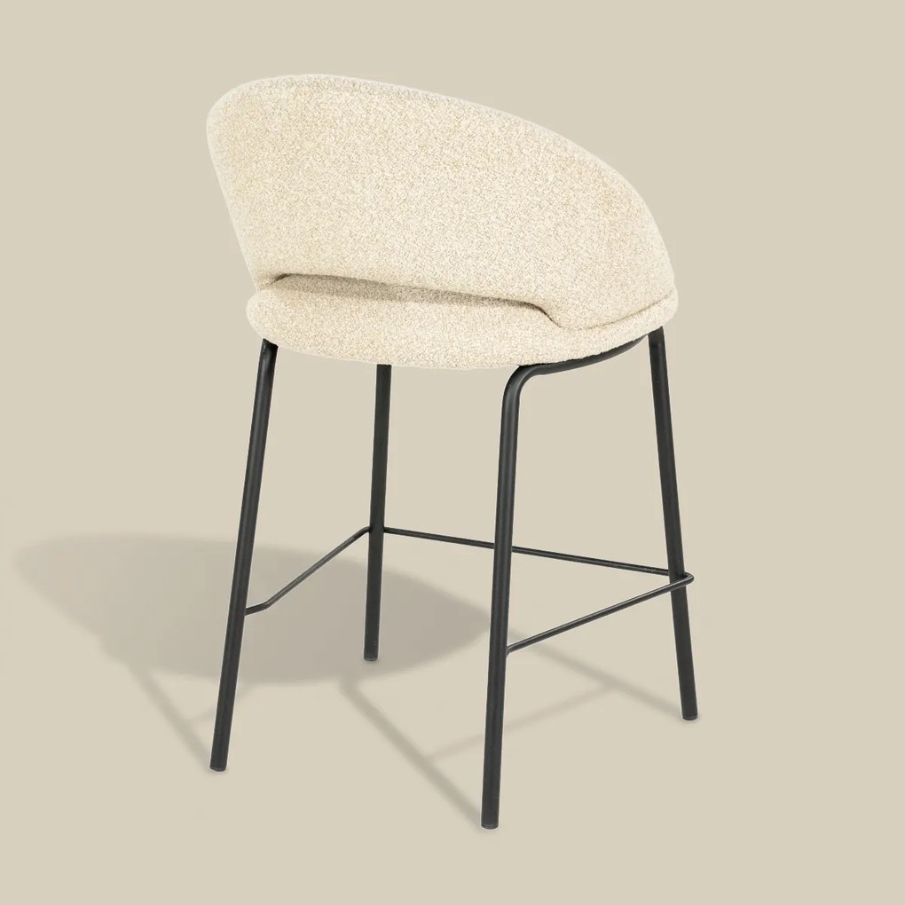 Barkruk Met Zwart Onderstel Beige