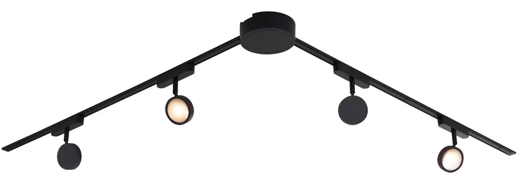 LED Modern railsysteem met 4 Spot / Opbouwspot / Plafondspots zwart 1-fase - Magnetic Lance Modern Binnenverlichting Lamp