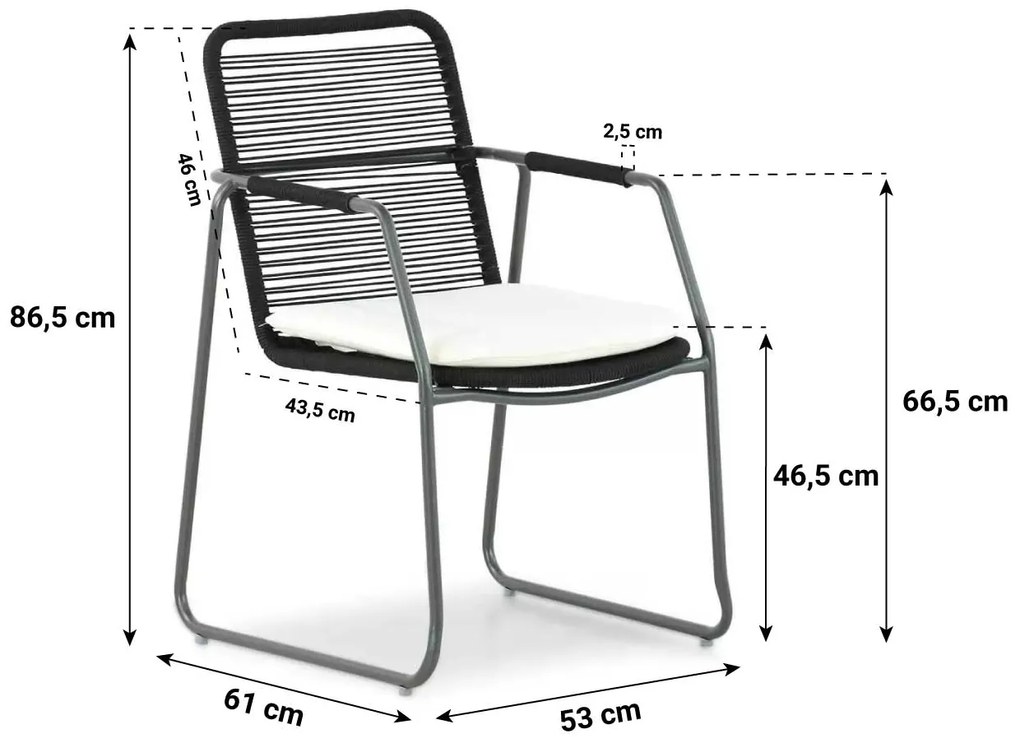 Tuinset 6 personen 220 cm Rope Grijs Domani Furniture Belleza/Matara