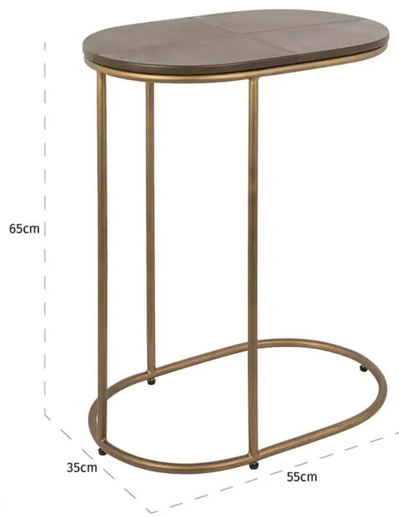 Richmond Interiors Zillon Laptoptafel Bruin Leder - 55 X 35cm.