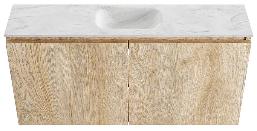 Mondiaz Ture DLux toiletmeubel 100cm washed oak met wastafel opalo midden met kraangat