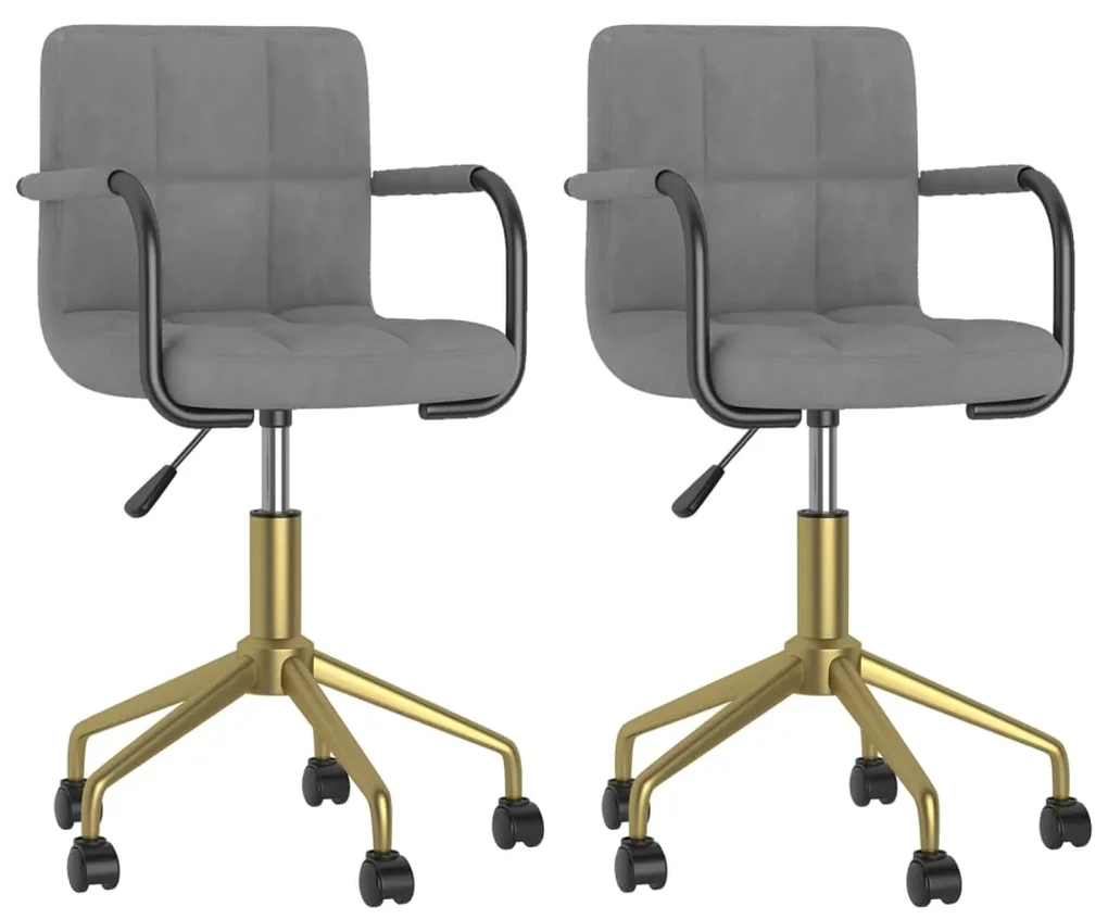 vidaXL Eetkamerstoelen draaibaar 2 st fluweel lichtgrijs