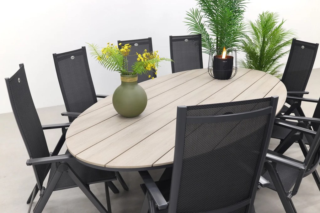 Hartman Napoli Xerix / GI Edison 280x140 cm. tafel - ovale verstelbare tuinset