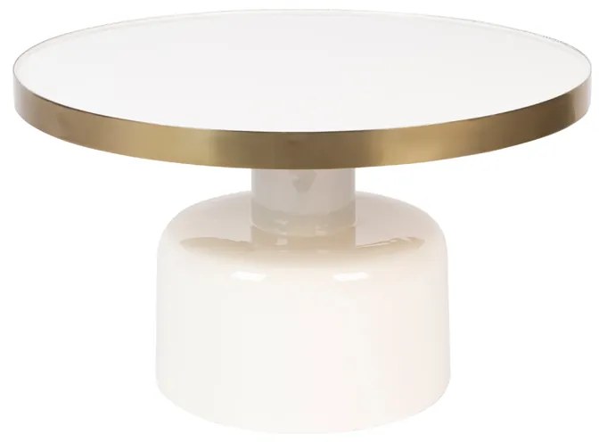 Zuiver Glam Salontafel Emaille Wit Met Goud - 60 X 60cm.