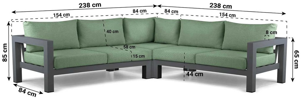 Hoek loungeset 5 personen Aluminium Grijs  Lifestyle Garden Furniture Luca