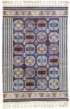 Kleden Blauw Mani Textile  CHAOUEN woonkamer vloerkleed