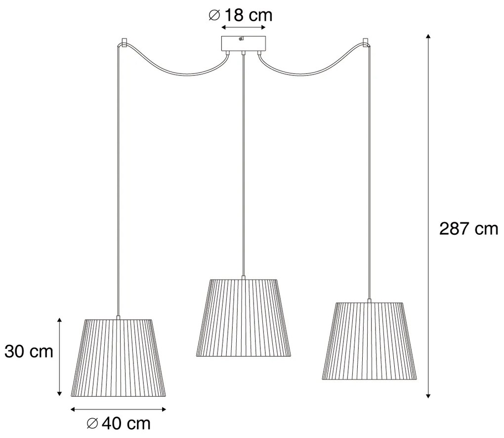 Buiten hanglamp zwart met beige kappen van touw 3-lichts IP44 - CavaJapandi Minimalistisch E27 IP44 Buitenverlichting rond
