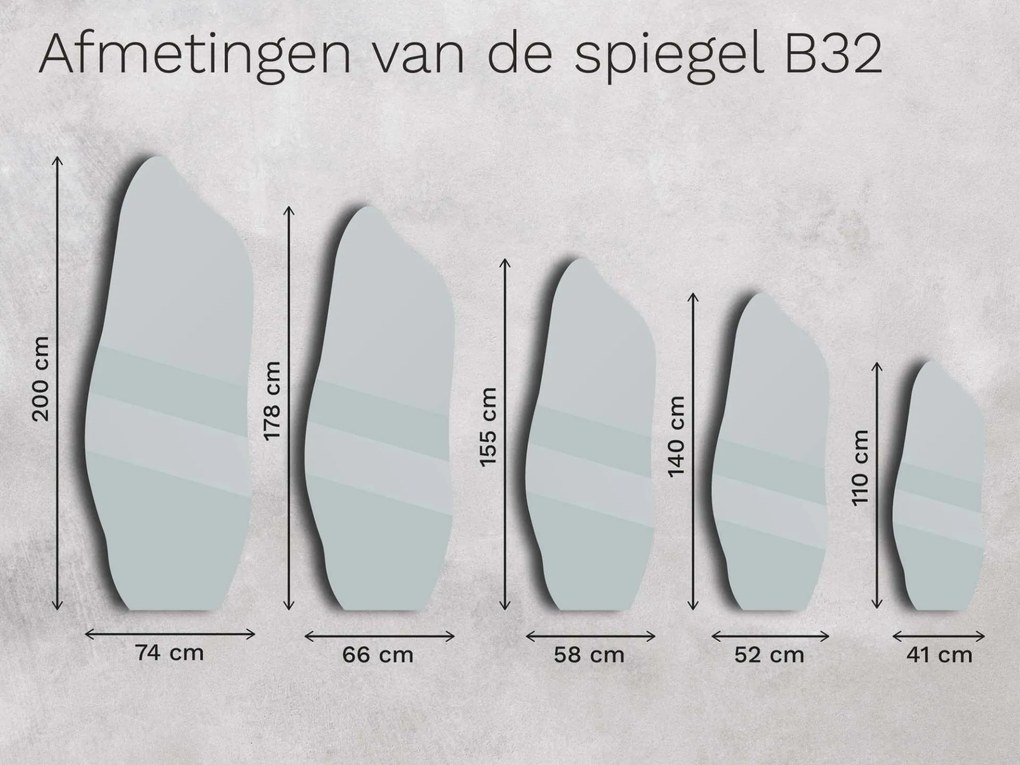 Antieke spiegel Base B32 74×200