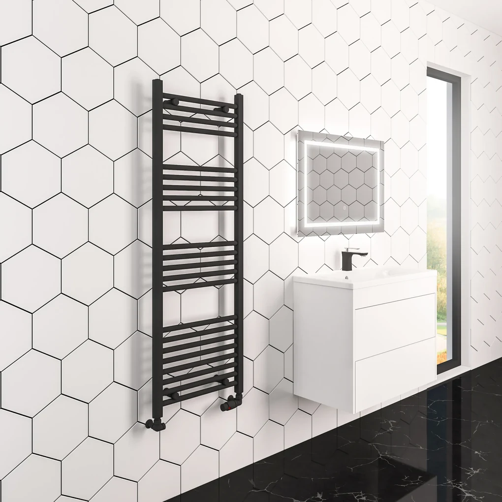 Eastbrook Wingrave verticale verwarming 140x50cm mat zwart 676 watt