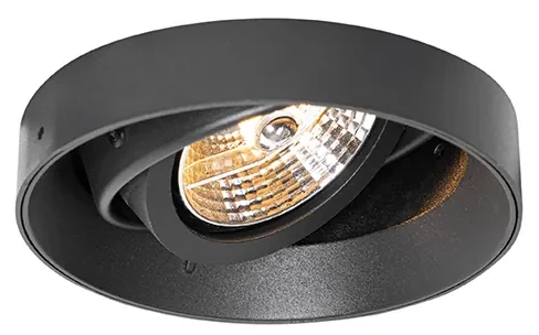 Set van 6 Moderne inbouwspot zwart GU10 AR70 rond trimless - Oneon GU10 Binnenverlichting Lamp