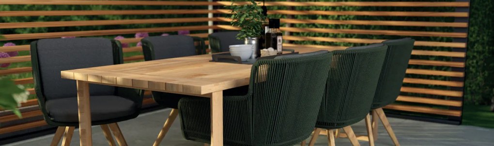 4 Seasons Outdoor Flores eetstoel groen met teak onderstel SALE  Tuinstoel    houtkleur weerbestendig